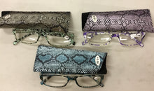 Load image into Gallery viewer, Reading Glasses with Snake Skin Print Case
