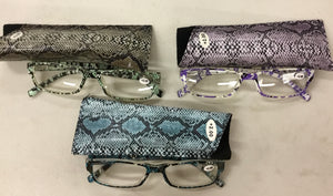 Reading Glasses with Snake Skin Print Case