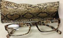 Load image into Gallery viewer, Reading Glasses with Snake Skin Print Case
