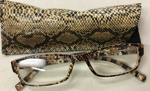 Reading Glasses with Snake Skin Print Case