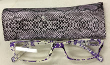 Load image into Gallery viewer, Reading Glasses with Snake Skin Print Case
