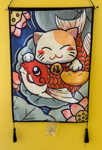 Maneki Neko Fabric Scroll