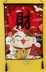 Maneki Neko Fabric Scroll