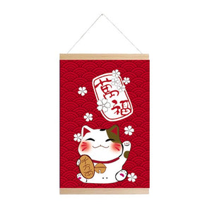 Maneki Neko Fabric Scroll